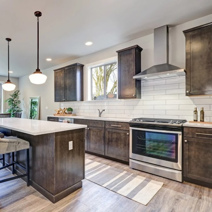 Backsplash For Dark Cabinets And Light Countertops : White Kitchen with Blue Gray Backsplash Tile | Home, Kitchen