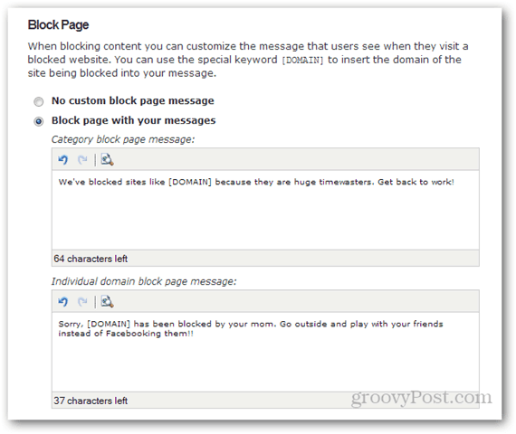 block page customization opendns