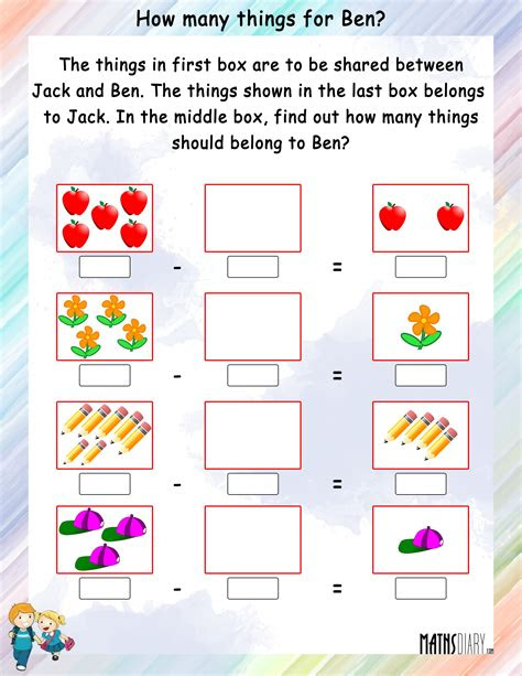  write addition or subtraction fact for each number math worksheets