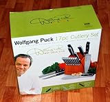 Wolfgang Puck 17pc Carbon Steel Steak Knives Cutlery Set w/ Block