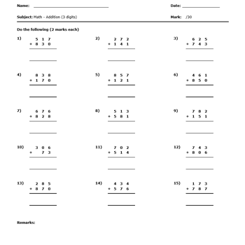 Math Worksheets Generator