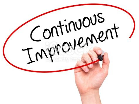 man hand writing continuous improvement  black marker