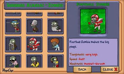 Screenshots of the Plants vs Zombie for Android tablet, phone.