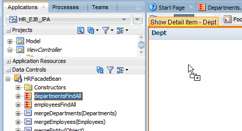 Dropping data control onto the page