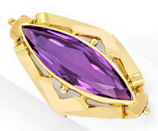 Originalfoto HANDARBEITS-RING 14K GELBGOLD, VIOLETTER EDELSTEIN 700€