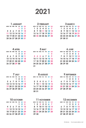 21年シンプルカレンダー 年間カレンダー かわいいカレンダー やペーパーグッズを無料でダウンロードサイト Kajilabo Paper カジラボ ペーパー