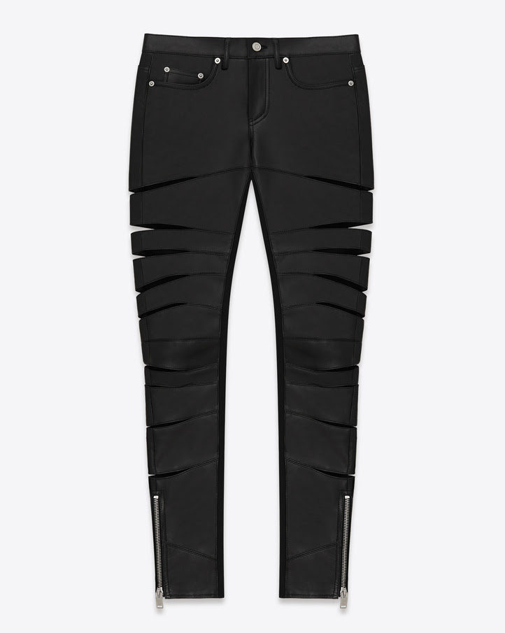 saintlaurent, Signature Motocross Slit Trouser in Black Leather 