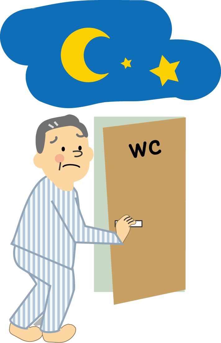 人物 不眠 夜トイレに起きる トイレが近い 無料イラスト