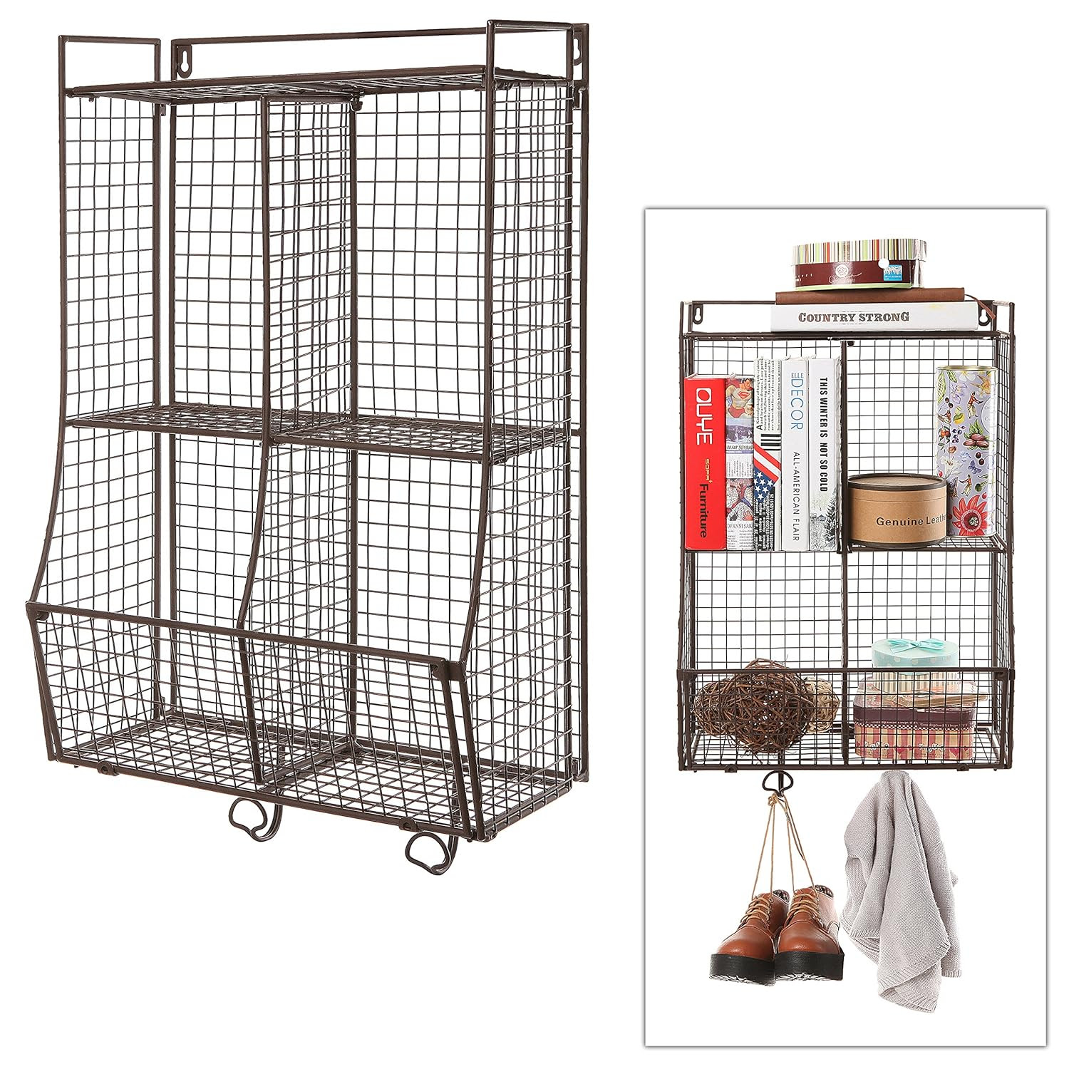 Wall Mounted Storage Rack Metal Wire Mesh Basket Shelf ...
