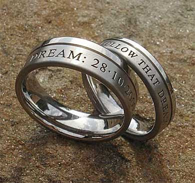 Twin Finish' Engraved Personalised Titanium Ring