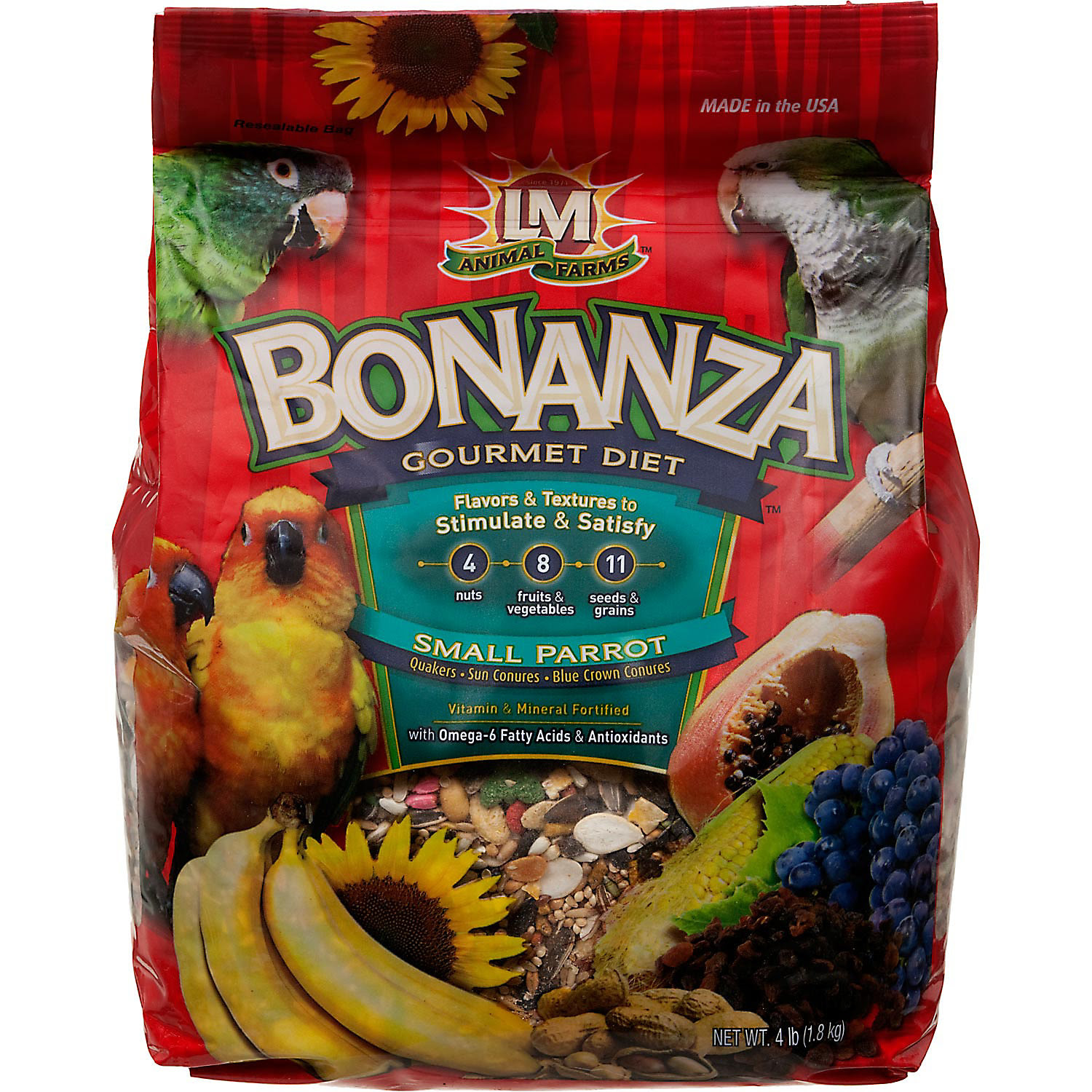 LM Animal Farms Bonanza Gourmet Diet Small Parrot Bird Food