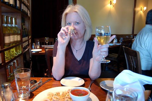 Eating the fried calamari at Vespaio