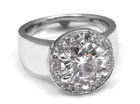 Sotheby's hong kong will auct. Wide Band Diamond Halo Engagement Ring in 14k White Gold
