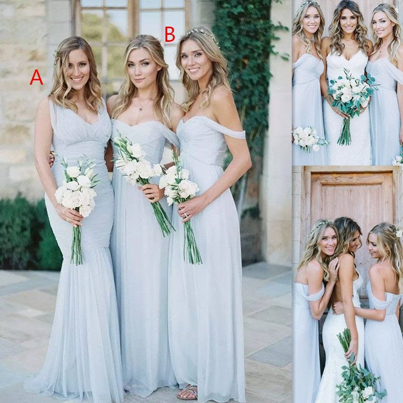 Beach Bridesmaid Dresses 2019 Light Sky Blue Chiffon Beach Bridesmaid Dresses 2019 Light Sky Blue Chiffon