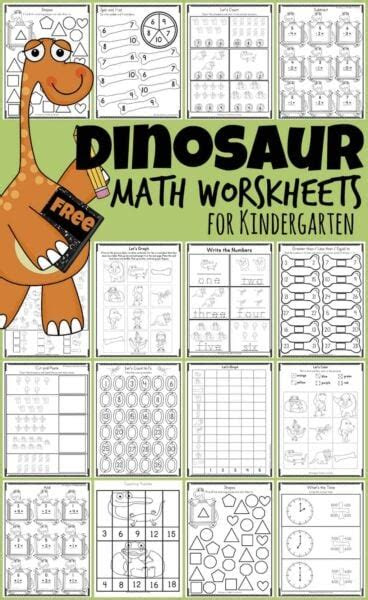  free dinosaur math worksheets for kindergartners