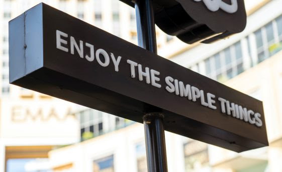 "Enjoy the Simple Things" sign