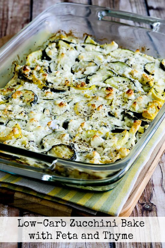 Low-Carb Zucchini Bake with Feta and Thyme found on KalynsKitchen.com