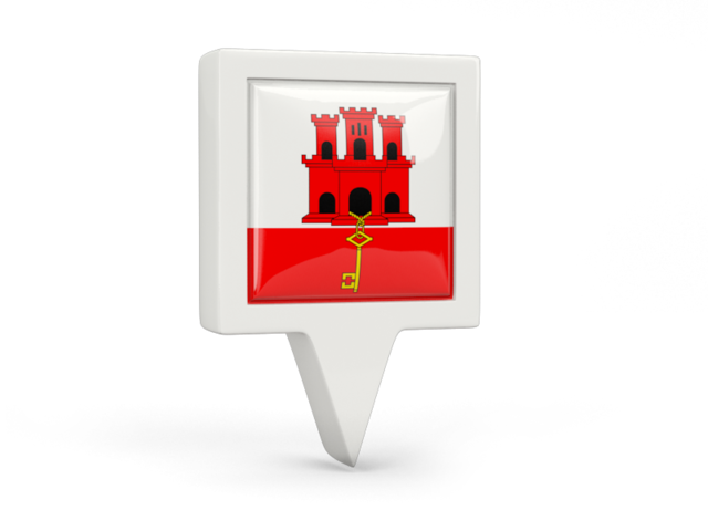 Square pin icon. Illustration of flag of Gibraltar
