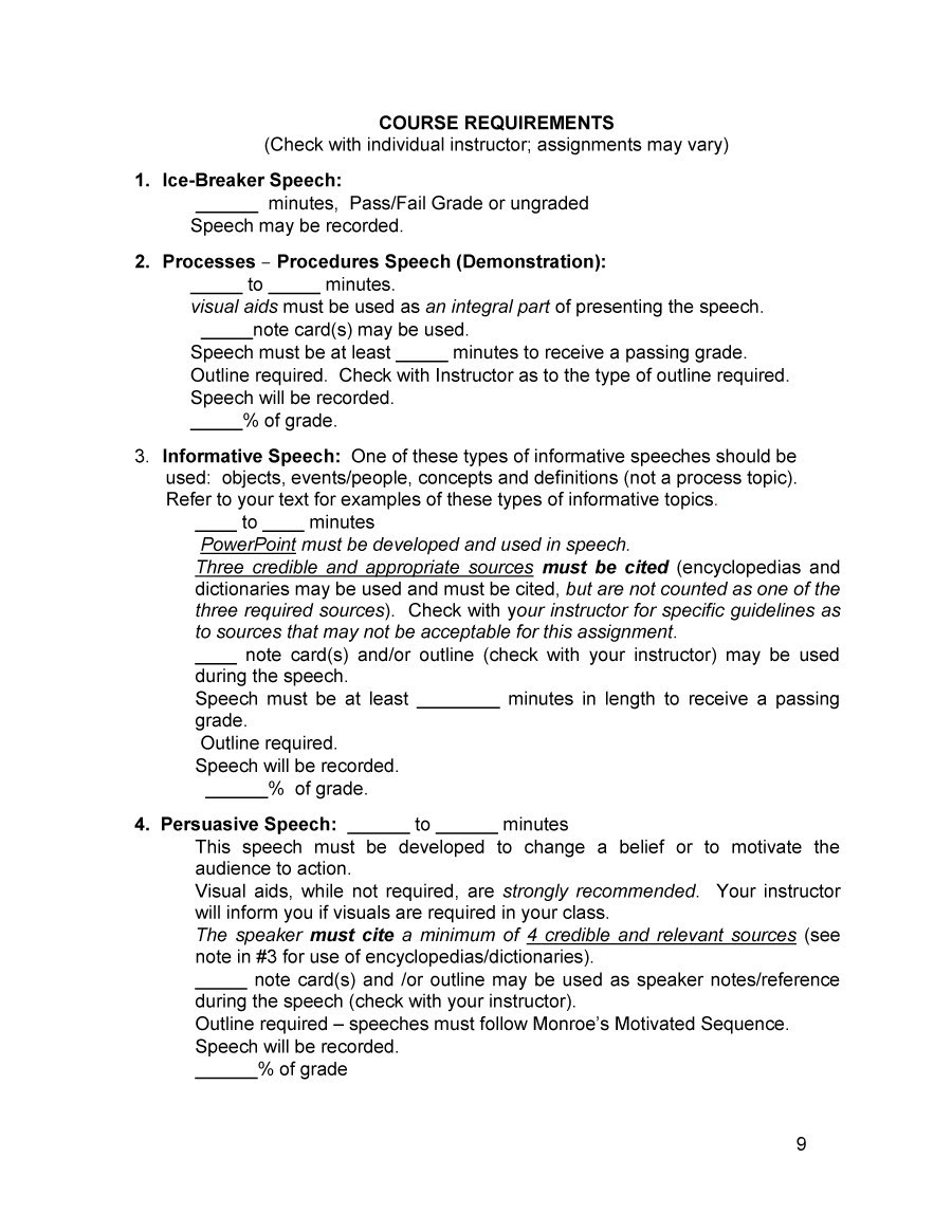 descriptive speech outline example