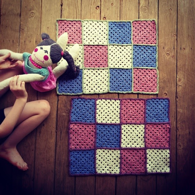 Feels good to be putting the finishing touches on this project today - these squares have been in my project basket for way too long.... They're now ready to felt!