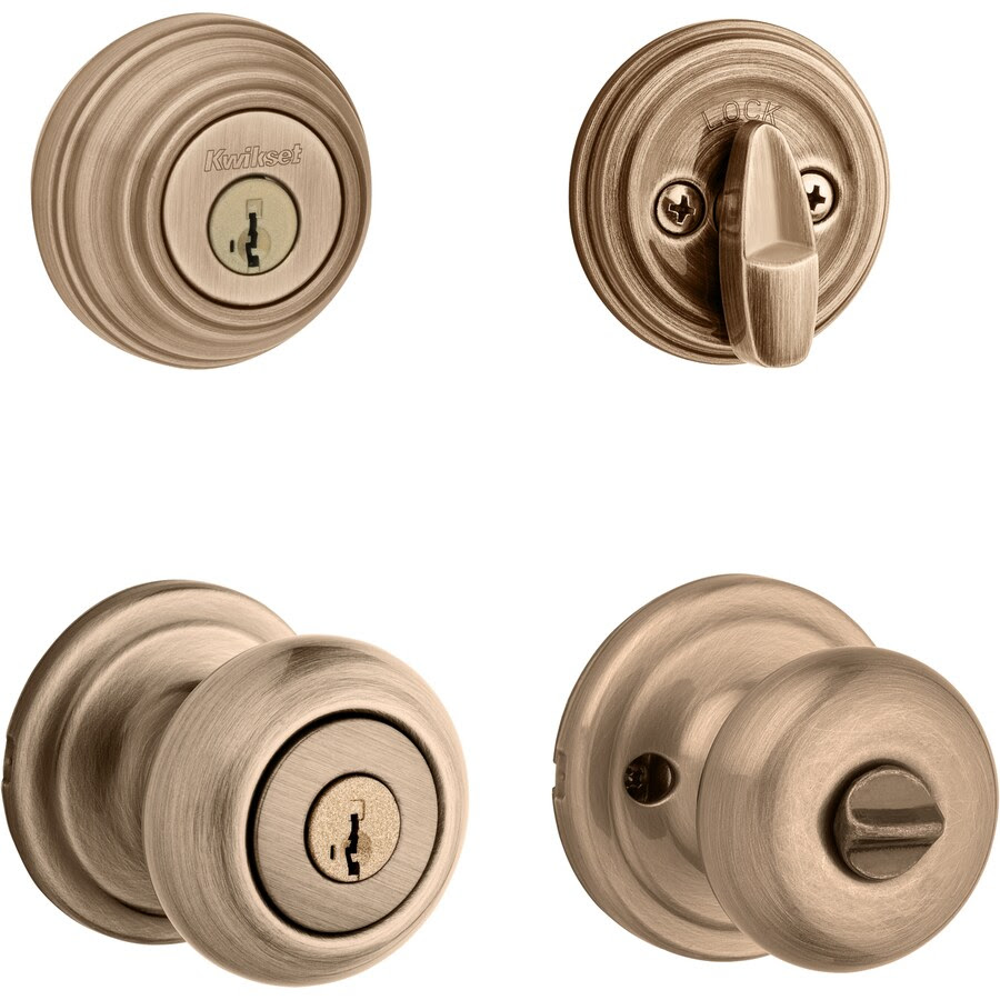 Kwikset Kwikset Signatures Juno Antique Brass Smartkey Single Cylinder Deadbolt Keyed Entry Door Knob In The Door Knobs Department At Lowes Com