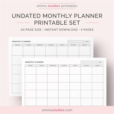 Calendars have been around for centuries, but the way we use them has changed drastically over time. undated landscape monthly planner printable set monday and etsy