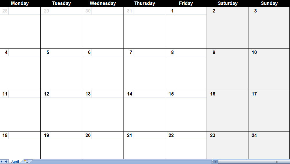 Download the Printable PDF April 2011 calendar by clicking the image or this 