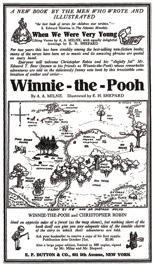 Eerste advertentie voor Winnie the Pooh 1926