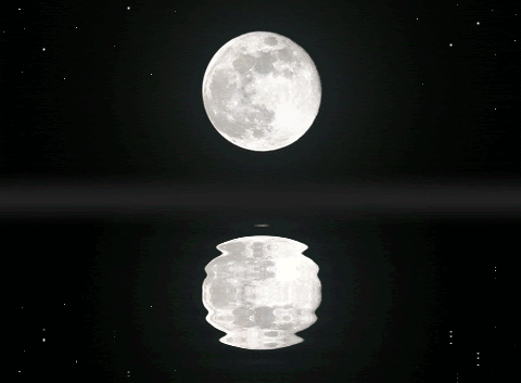 Moon reflecting on water animated gif