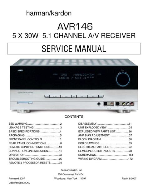 eBook Harman Kardon Avr146 Service Manual