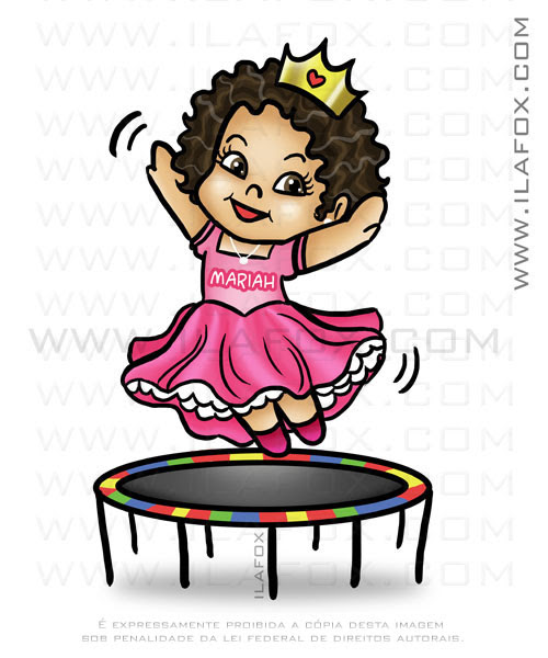 Desenho menina trampolim, desenho para festa infantil, desenho sob encomenda, by ila fox