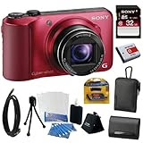 Sony Cyber-shot DSC-HX10V 18.2MP Digital Camera with 16x Optical Zoom and 3.0-inch LCD in Red + Sony 32GB Class 10 Memory Card + 2 Sony Cases + Replacement Battery Pack + Mini HDMI Cable + Accessory Kit