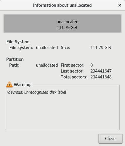 Windows MBR shown as unallocated