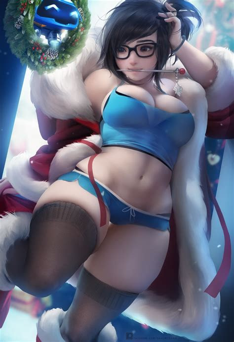 sakimichan overwatch mei overwatch bra christmas