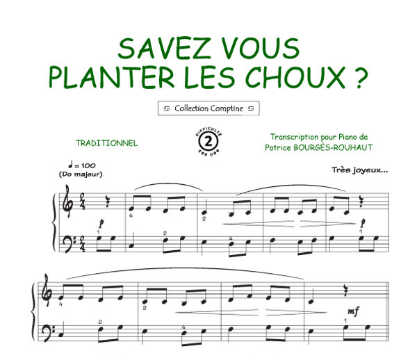 Partition piano comptine Partition piano comptine