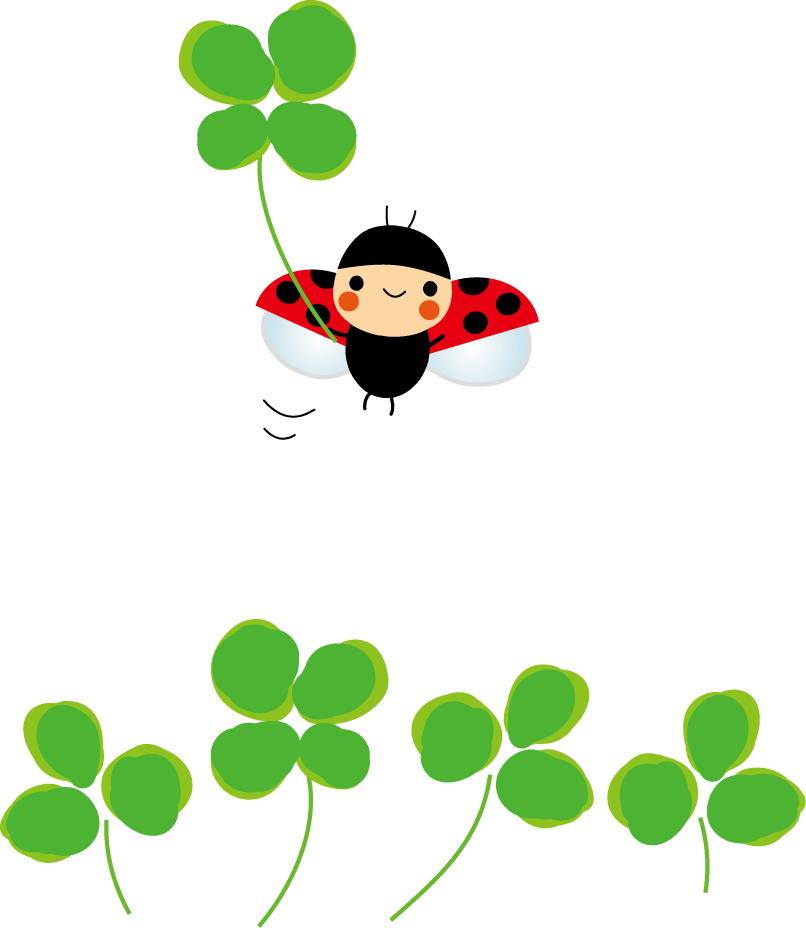 てんとう虫とクローバーのイラスト 無料イラスト フリー素材