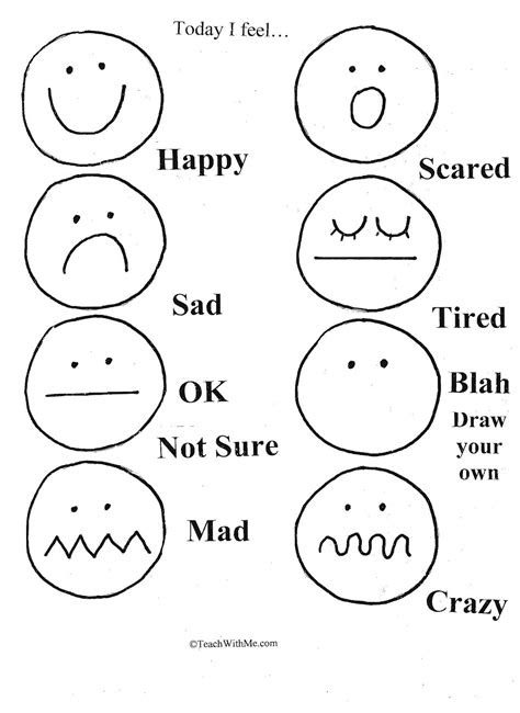  feelings emotions worksheets journal topicscreative writing
