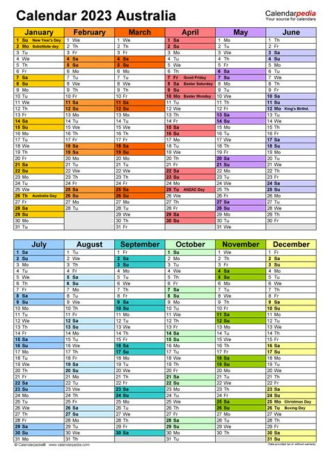  2023 printable calendar with holidays portrait orientation australia