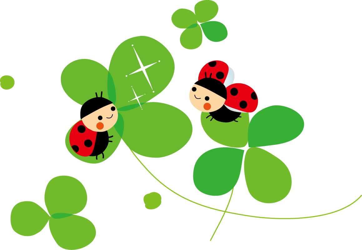 てんとう虫とクローバーのイラスト 無料イラスト フリー素材