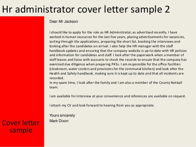 Hr administrator cover letter