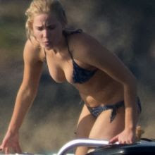 Jennifer Lawrence boobs cleavage undeboob in sexy bikini on the yacht in Bahamas 144x HQ photos