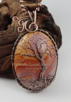 Antiqued Copper Tree of Life Wire Wrapped Pendant