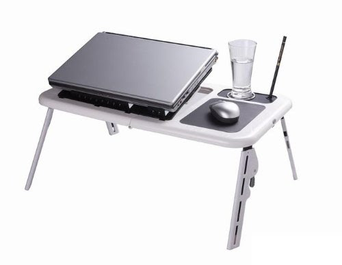GSI Quality Laptop Notebook Foldable Table Desk Cooling Pad With 2 Internal Fans And USB Port - Surdy, Strong And Lightweight - For Indoors, Outdoors, Or In-Car Use