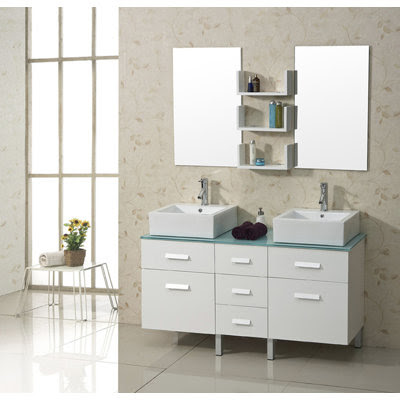 Virtu 56 Double Bathroom Vanity Set in White