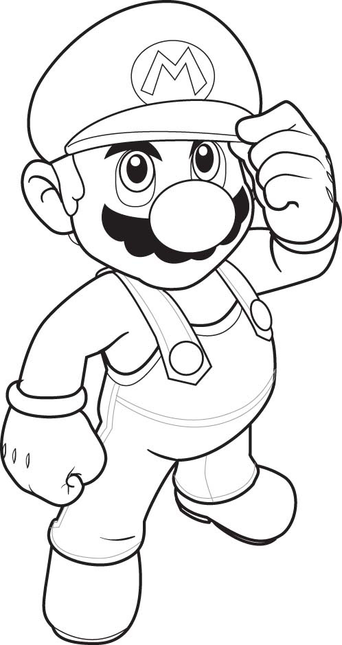 Mario Coloring pages - Black and white super Mario 