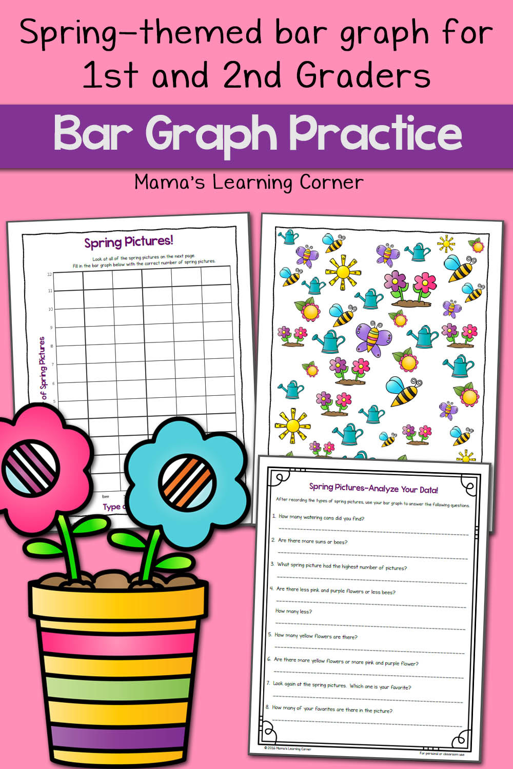Spring Picture Bar Graph Worksheets - Mamas Learning Corner