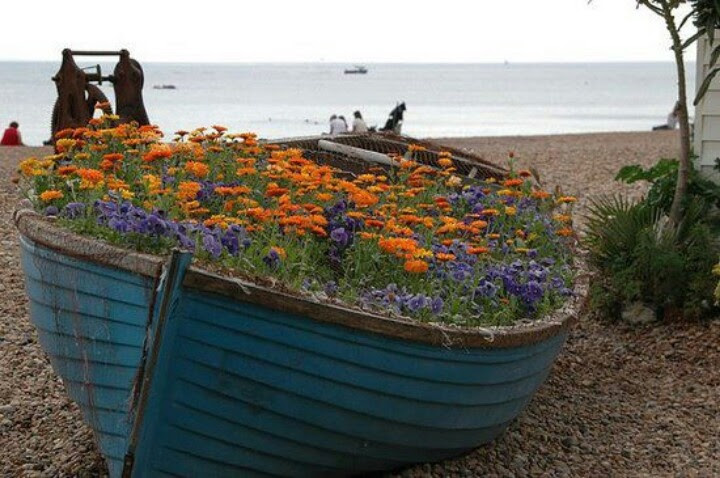 old row boat planter | Boat | Pinterest