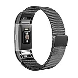 Fitbit-Charge-2-Accessory-Band-Milanese-Loop-Stainless-Steel-Bracelet-Strap-Replacement-Wristband-with-Unique-Magnet-Lock-for-Sport-Fitness-Tracker-Fitbit-Charge-2-Heart-Rate