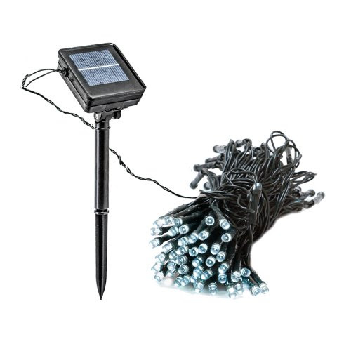 39 Foot Solar Powered Outdoor Christmas Holiday String Lights with 100 White LED (2 Pack)