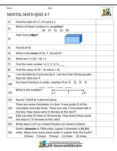 Free printable 5th grade math worksheets are an excellent resource that can make learning enjoyable while reinforcing. mental math 4th grade